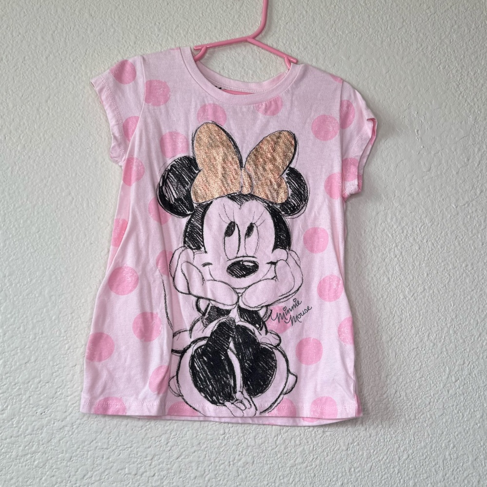 Minnie Mouse T-Shirt Pink With Pink  Polkadots